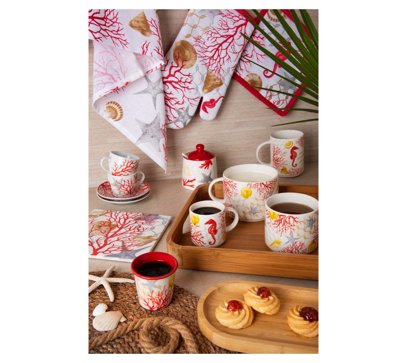 Excelsa Set 6 Tazzine Da Caffè Con Piattino - Design Coral Multicolore In Porcellana - Foto 8