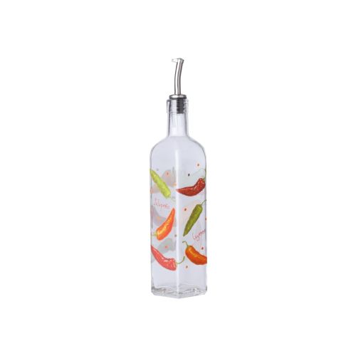 Oliera con versatore, peperoncini chili, vetro