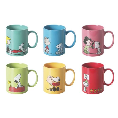 Tazze tipo mug, peanuts, 6 pezzi, multicolori