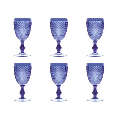 Calici diamantati, 6 pezzi, plastica resistente, blu