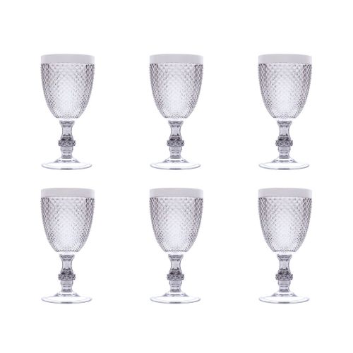 Calici diamantati, 6 pezzi, plastica resistente, argentato
