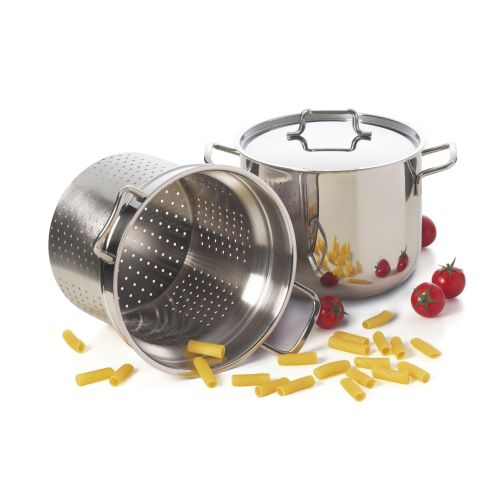 Pentola con cestello e coperchio, acciaio inox, 22 cm