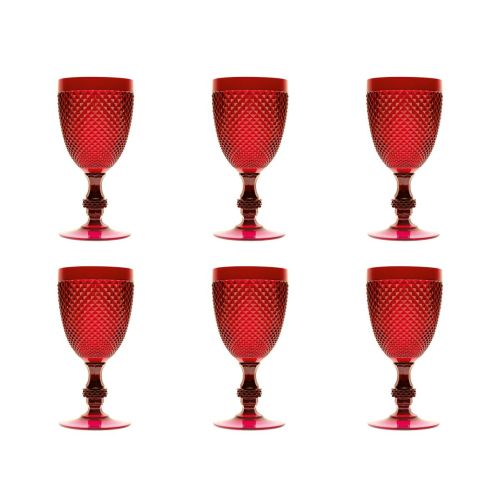 Calici diamantati, 6 pezzi, plastica resistente, rosso