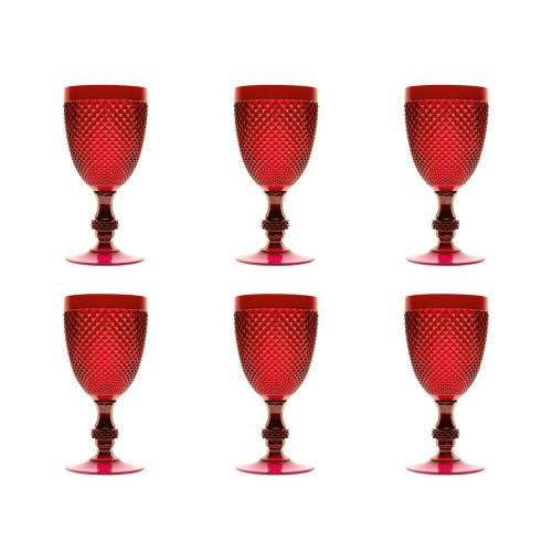 Calici diamantati, 6 pezzi, plastica resistente, rosso