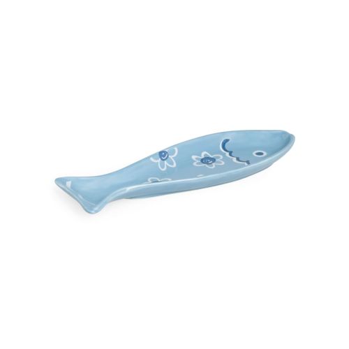 Posamestolo, forma di pesce, blu, ceramica