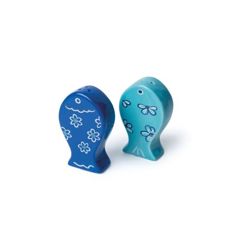 Set sale/pepe, 2 pezzi, pesci, ceramica