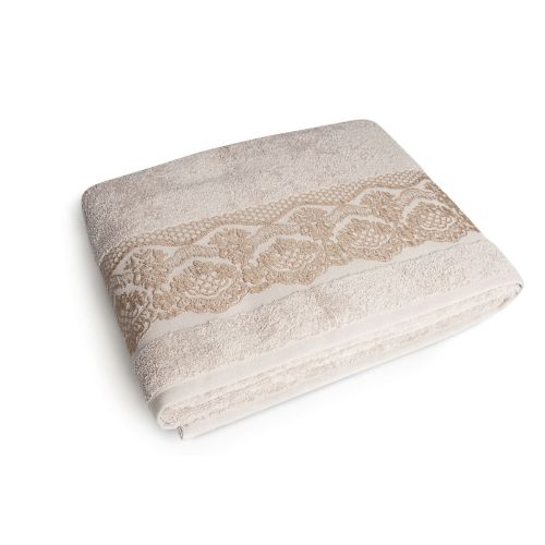 Telo doccia, 100% cotone, beige, 100x150 cm, jacquard