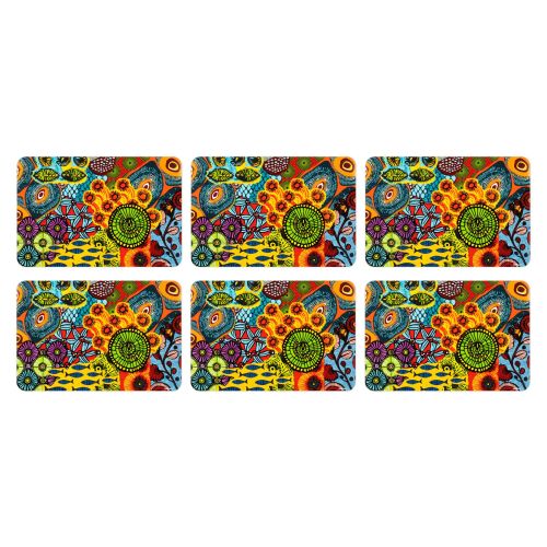 6 tovagliette, rettangolari, stile africano