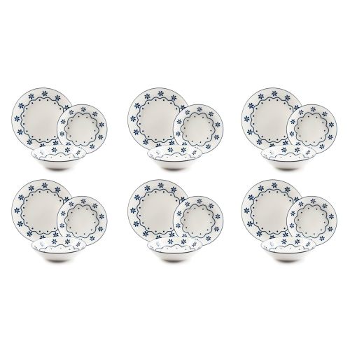 Servizio piatti, stile country chic, porcellana, 18 pezzi