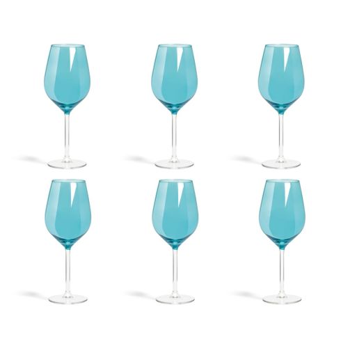 Calici vino, 6 pezzi, vetro, azzurro