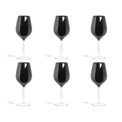 Calici vino, 6 pezzi, vetro, nero