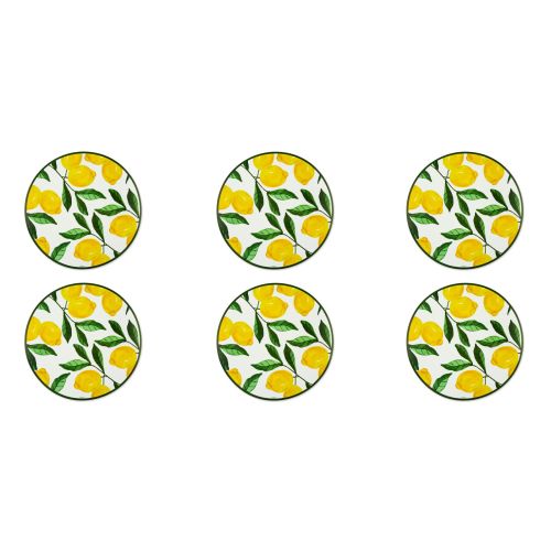 6 tovagliette, tonde, 38 cm, con limoni