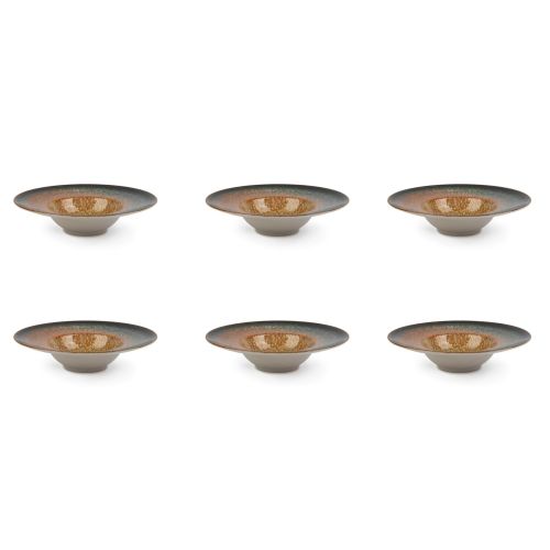 Set pasta bowl, effetto reattivo, ceramica, 6 pezzi