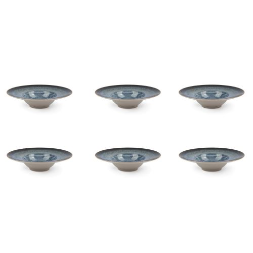 Set pasta bowl, effetto reattivo, ceramica, 6 pezzi