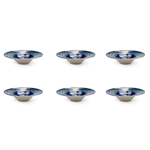 Set pasta bowl, effetto reattivo, ceramica, 6 pezzi