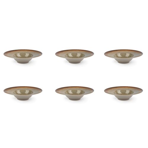 Set pasta bowl, effetto reattivo, ceramica, 6 pezzi