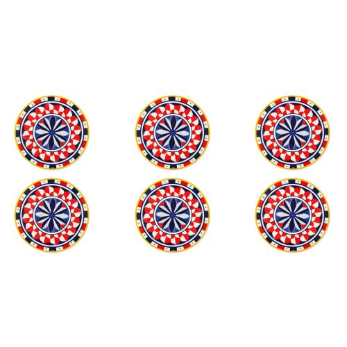 6 tovagliette, tonde, 38 cm, stile siciliano