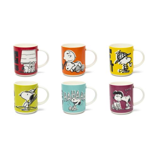 Tazze mug, peanuts, 6 pezzi, porcellana, 300 ml