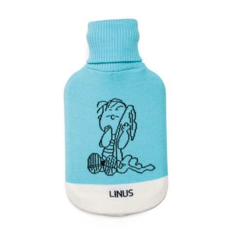 Borsa acqua calda, rivestita linus, 2 litri, azzurro