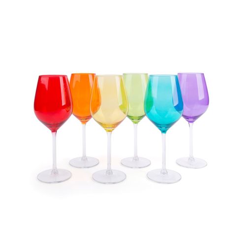 Calici vino, 6 pezzi, vetro, multicolore