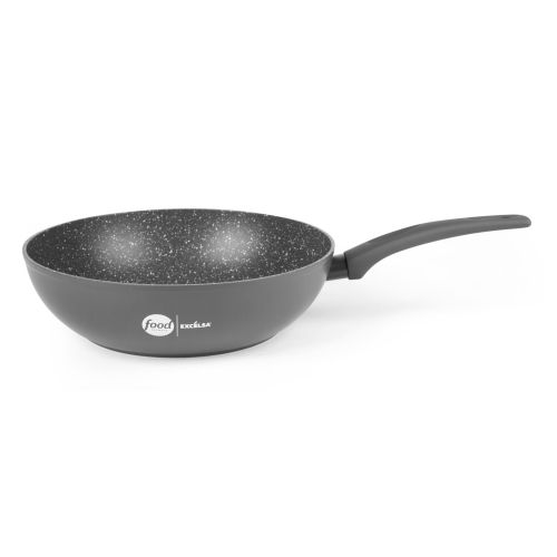 Wok antiaderente, 28 cm, grigio, food network