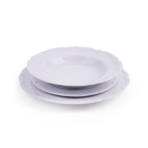 Servizio piatti, bianco, francese, porcellana, 18 pezzi