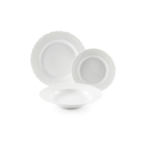 Servizio piatti, bianco, romantico, porcellana, 18 pezzi