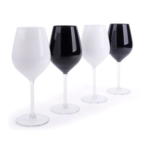 Calici vino, 4 pezzi, bianco e nero