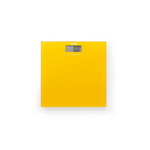 Bilancia pesapersone, elettronica, vetro, giallo