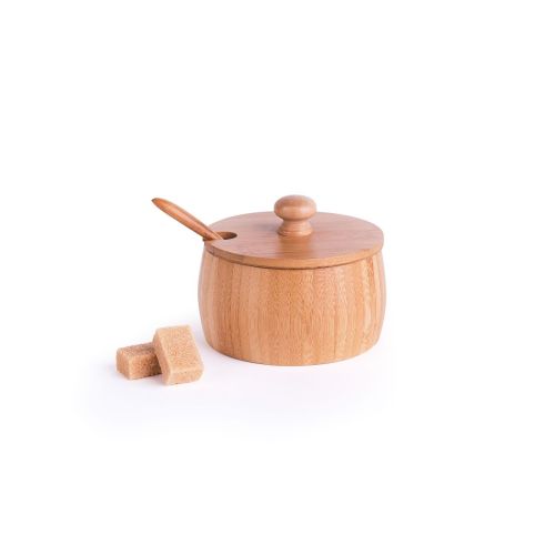 Formaggiera/zuccheriera con cucchiaio e coperchio in bambù