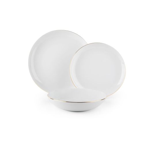 Servizio piatti, bianco filo oro, porcellana, 18 pezzi