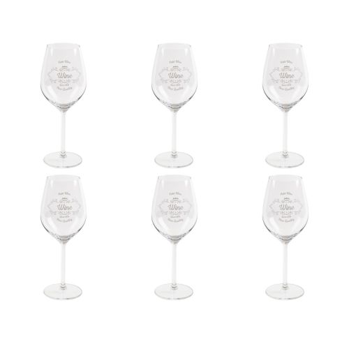 Calici vino, 6 pezzi, decoro shabby, vetro, trasparente