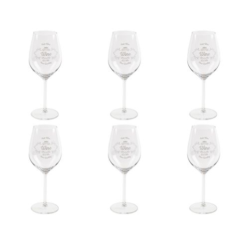 Calici vino, 6 pezzi, decoro shabby, vetro, trasparente