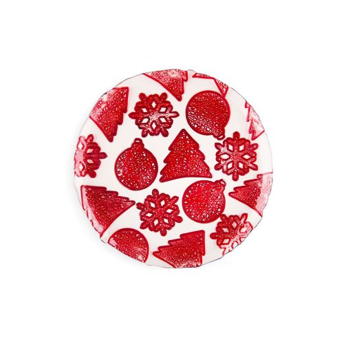 Piatto panettone, stile natalizio, in vetro decorato
