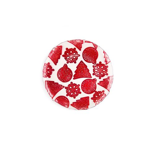 Piatto a servire dolci, stile natalizio, in vetro decorato