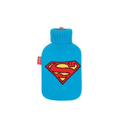 Borsa acqua calda, rivestita superman, 2 litri, azzurro