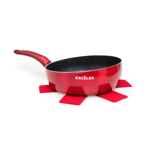 Padella saltapasta con salvapadella, rosso, 26 cm