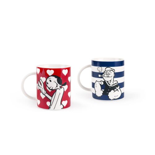 Tazze tipo mug, 2 pezzi, braccio di ferro e olivia