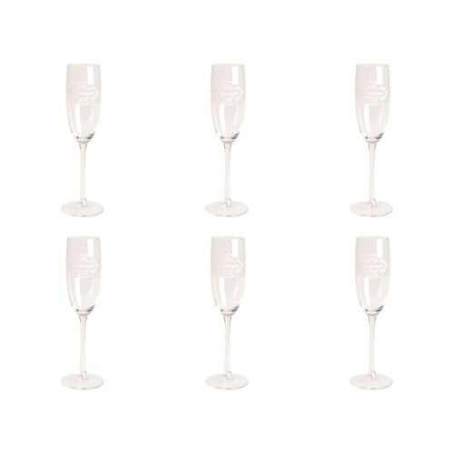 Flute, 6 pezzi, vetro, trasparente con decoro