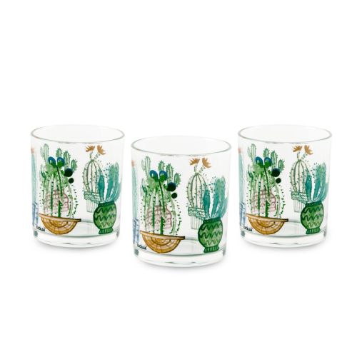 Bicchieri acqua, 3 pezzi, cactus