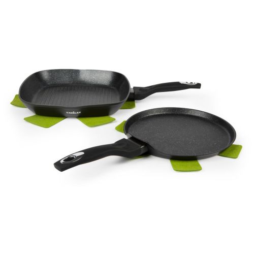 Padelle grill e per crêpe, 2 pezzi, ghiera termocromica