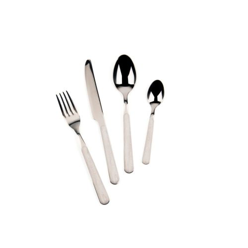 Posate, 24 pezzi, acciaio inox, bianco, manico effetto legno