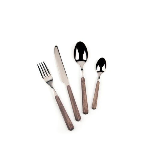 Posate, 24 pezzi, acciaio inox, wengè, manico effetto legno
