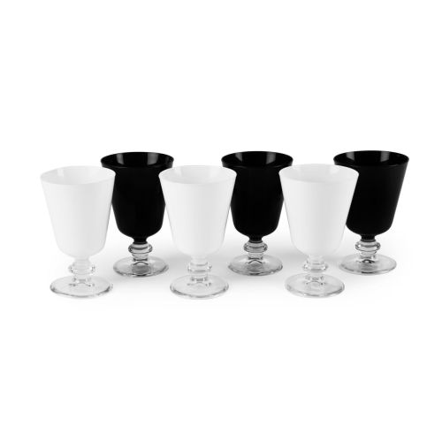 Calici, 6 pezzi, vetro, bianco/nero