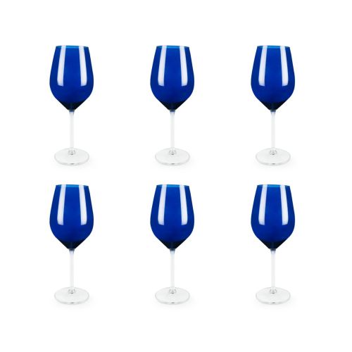 Calici vino, 6 pezzi, vetro, blu