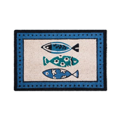 Zerbino, cocco, blu con pesci, 60x40 cm