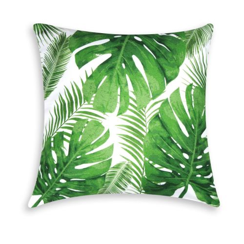 Cuscino decorativo, verde, foglie e felci, 45x45 cm