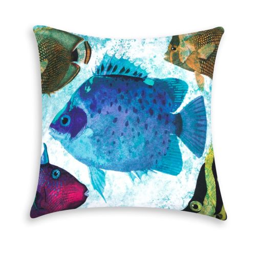 Cuscino decorativo, multicolore, pesce blu, 45x45 cm