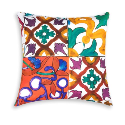 Cuscino decorativo, multicolore, maioliche, 45x45 cm