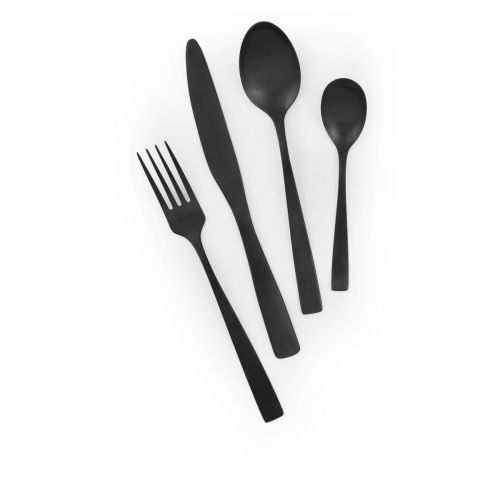 Posate, 16 pezzi, acciaio inox, nero